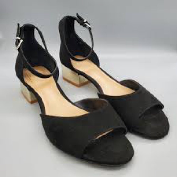 Kaari Blue Black Ankle Strap Heels - Picture 1 of 4